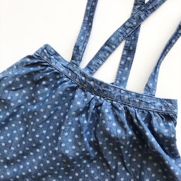 H&M NWT chambray polka dot suspender skirt 9-10Y - Picture 2 of 4
